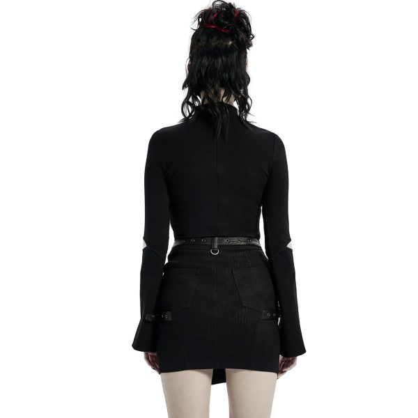 PUNK RAVE Mini-Jupe ‘Guenievre’ Noire achat pas cher 10