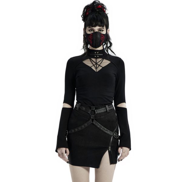 PUNK RAVE Mini-Jupe ‘Guenievre’ Noire achat pas cher 11