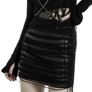 qualité supérieure PUNK RAVE Mini-Jupe ‘Laced Doll’ Noire 41