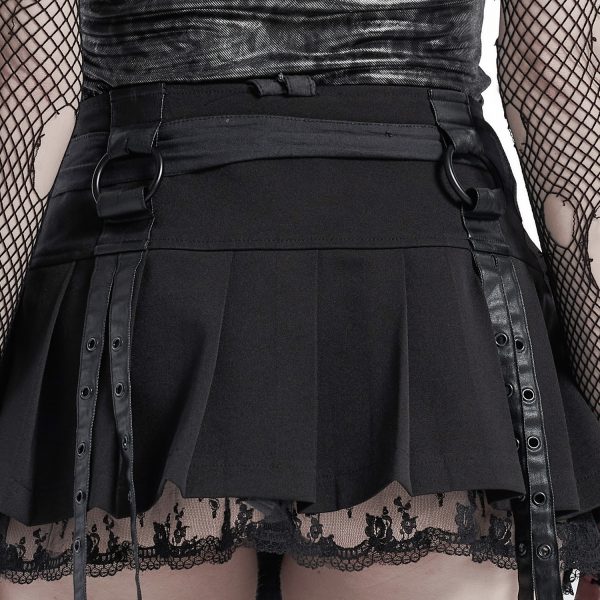 PUNK RAVE Mini Jupe Plissée ‘Punk Decadent’ Noire boutiqued en ligne 18