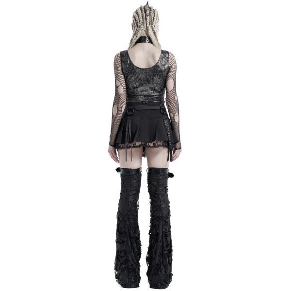 PUNK RAVE Mini Jupe Plissée ‘Punk Decadent’ Noire boutiqued en ligne 4