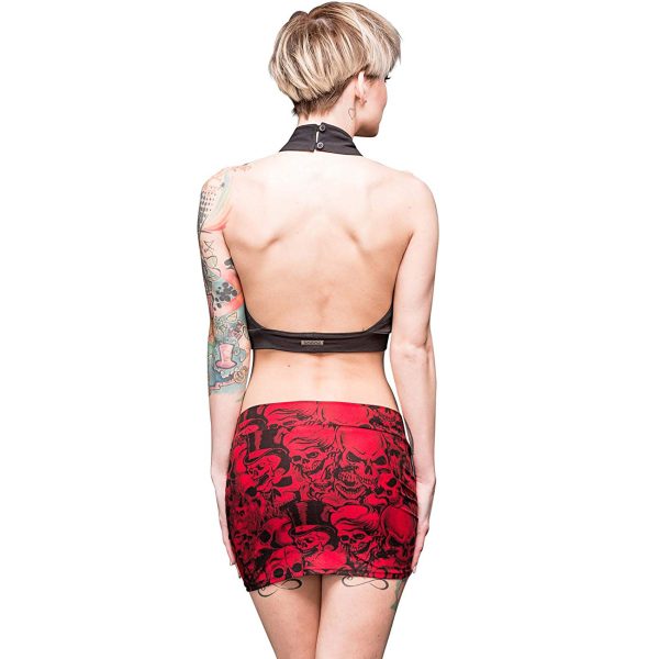 Meilleur Service QUEEN OF DARKNESS Mini Jupe ‘Skulls Power’ Rouge 5