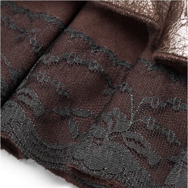 PUNK RAVE Mini-Jupe Steampunk ‘Norra’ Marron boutique en france 12
