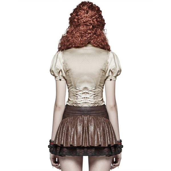 PUNK RAVE Mini-Jupe Steampunk ‘Norra’ Marron boutique en france 5