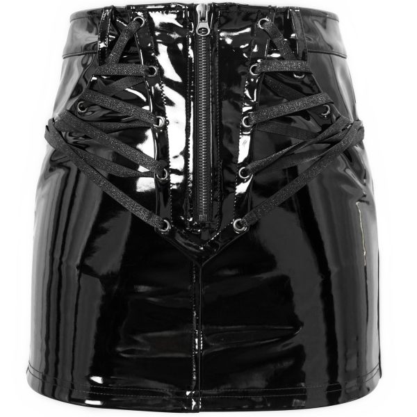 DEVIL FASHION Mini Jupe ‘Toxica’ En Simili Cuir Noir à prix d'occasion 14