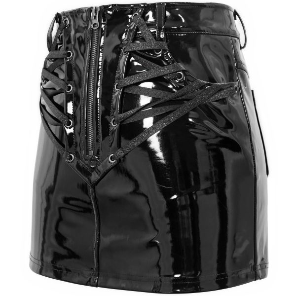 DEVIL FASHION Mini Jupe ‘Toxica’ En Simili Cuir Noir à prix d'occasion 16