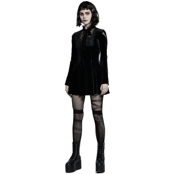 PUNK RAVE Mini Robe ‘Badriyah’ En Velours Noir de garantie authentique 3