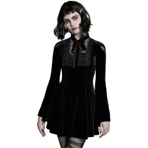 PUNK RAVE Mini Robe ‘Badriyah’ En Velours Noir de garantie authentique 42