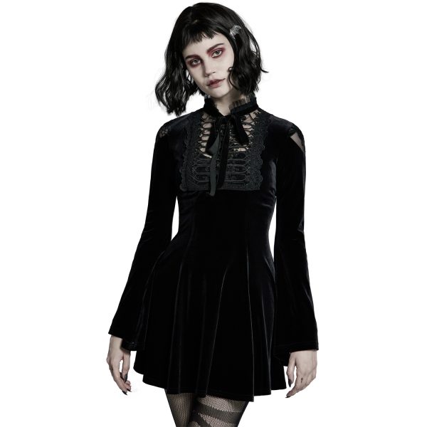 PUNK RAVE Mini Robe ‘Badriyah’ En Velours Noir de garantie authentique 12
