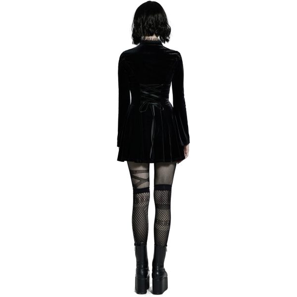 PUNK RAVE Mini Robe ‘Badriyah’ En Velours Noir de garantie authentique 4