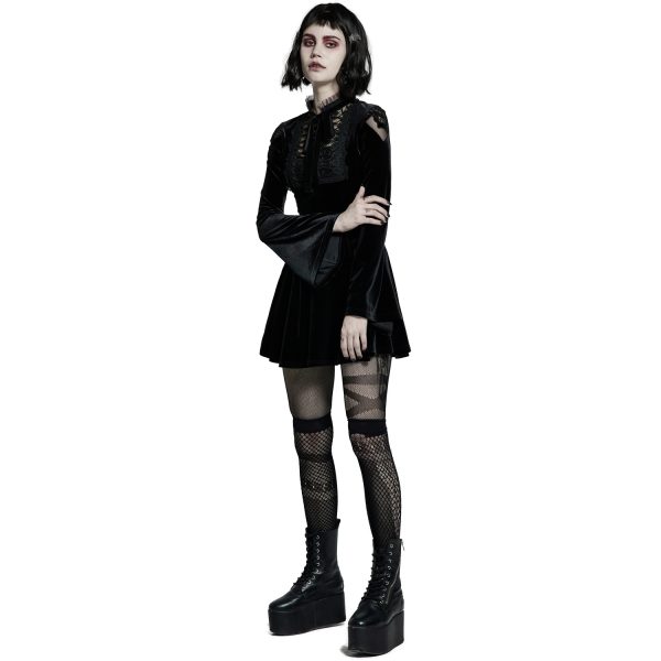 PUNK RAVE Mini Robe ‘Badriyah’ En Velours Noir de garantie authentique 5