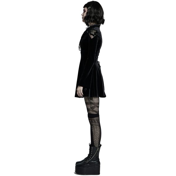 PUNK RAVE Mini Robe ‘Badriyah’ En Velours Noir de garantie authentique 6