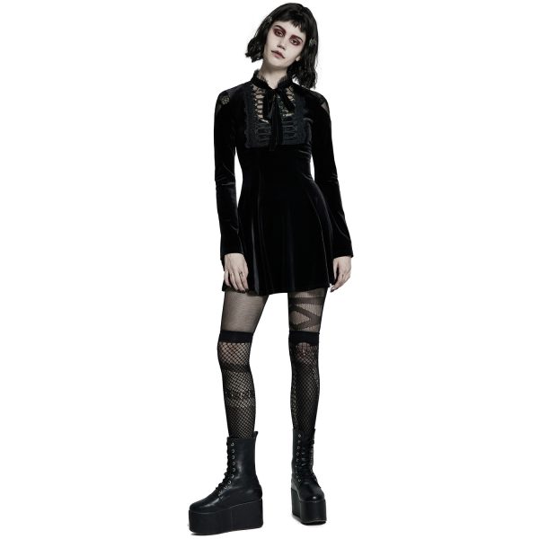 PUNK RAVE Mini Robe ‘Badriyah’ En Velours Noir de garantie authentique 7