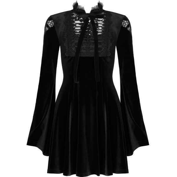 PUNK RAVE Mini Robe ‘Badriyah’ En Velours Noir de garantie authentique 1