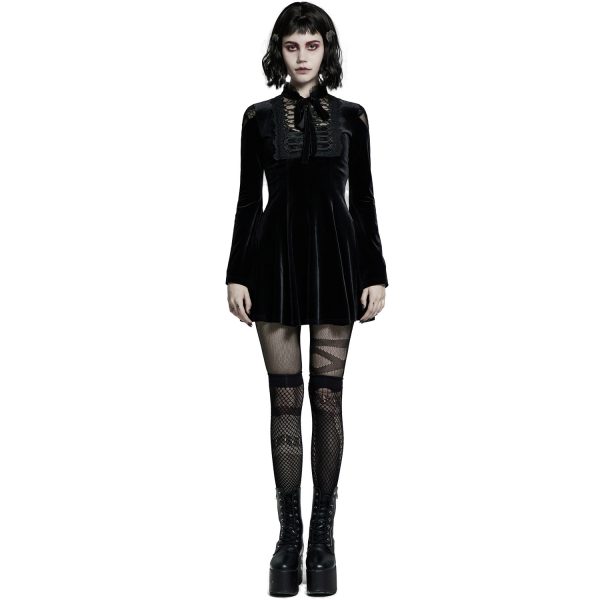 PUNK RAVE Mini Robe ‘Badriyah’ En Velours Noir de garantie authentique 9