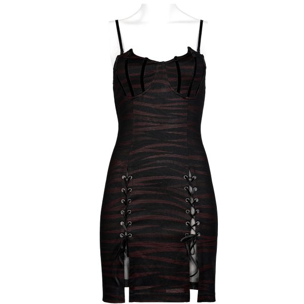 PUNK RAVE Mini Robe ‘Bat Sleep’ Noire Et Bordeaux vente luxe pas cher 14