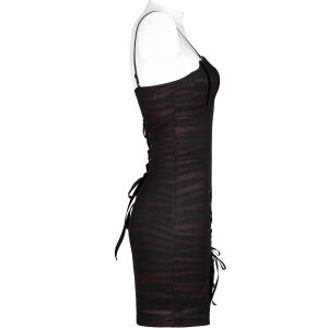 PUNK RAVE Mini Robe ‘Bat Sleep’ Noire Et Bordeaux vente luxe pas cher 49