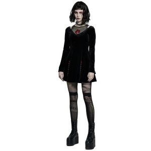 Vente PUNK RAVE Mini Robe ‘Dark Prajna’ En Velours Noir 21