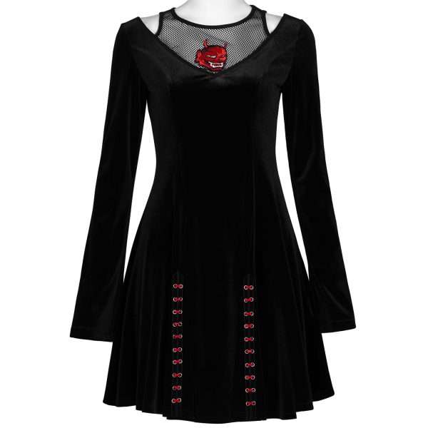 Vente PUNK RAVE Mini Robe ‘Dark Prajna’ En Velours Noir 12