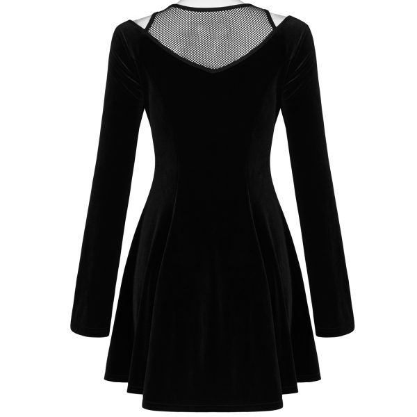 Vente PUNK RAVE Mini Robe ‘Dark Prajna’ En Velours Noir 13