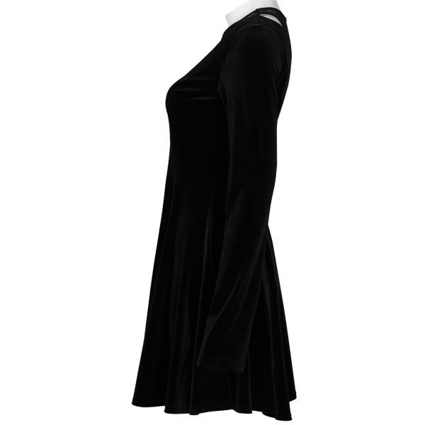 Vente PUNK RAVE Mini Robe ‘Dark Prajna’ En Velours Noir 14