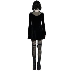 Vente PUNK RAVE Mini Robe ‘Dark Prajna’ En Velours Noir 23