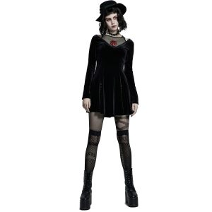 Vente PUNK RAVE Mini Robe ‘Dark Prajna’ En Velours Noir 33