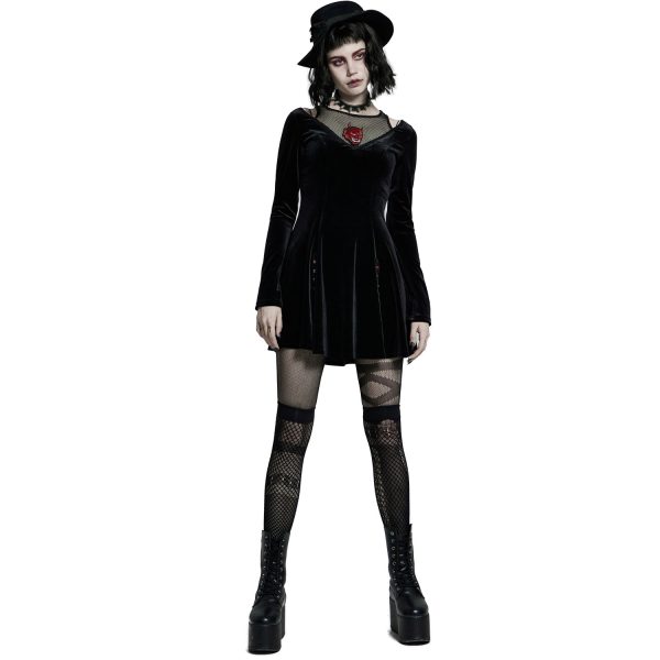 Vente PUNK RAVE Mini Robe ‘Dark Prajna’ En Velours Noir 9