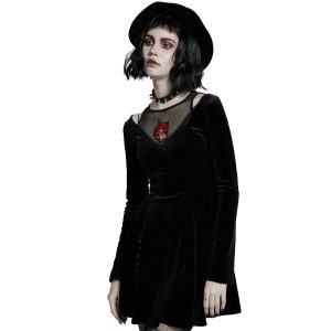 Vente PUNK RAVE Mini Robe ‘Dark Prajna’ En Velours Noir 35