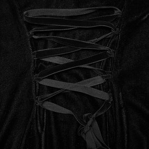 PUNK RAVE Mini Robe ‘Ishtar’ En Velours Noir Et Dentelle Blanche pas cher 37