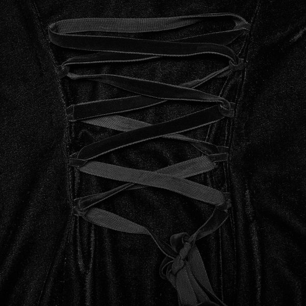 PUNK RAVE Mini Robe ‘Ishtar’ En Velours Noir Et Dentelle Blanche pas cher 13