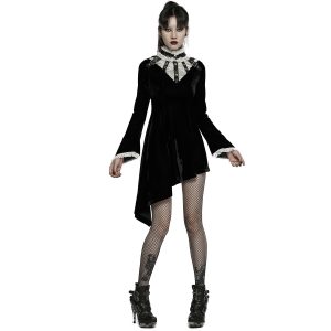 PUNK RAVE Mini Robe ‘Ishtar’ En Velours Noir Et Dentelle Blanche pas cher 23