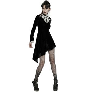 PUNK RAVE Mini Robe ‘Ishtar’ En Velours Noir Et Dentelle Blanche pas cher 25