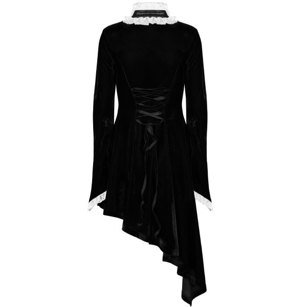 PUNK RAVE Mini Robe ‘Ishtar’ En Velours Noir Et Dentelle Blanche pas cher 10