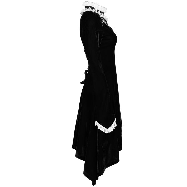 PUNK RAVE Mini Robe ‘Ishtar’ En Velours Noir Et Dentelle Blanche pas cher 11