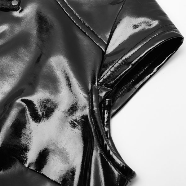soldes luxe PUNK RAVE Mini Robe ‘Matrix Geisha’ En Simili Cuir Noir Verni 14