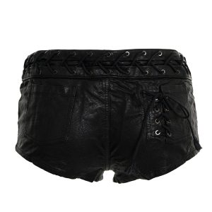 PUNK RAVE Mini Short ‘Doll’ En Simili Cuir Noir l'unique style 38