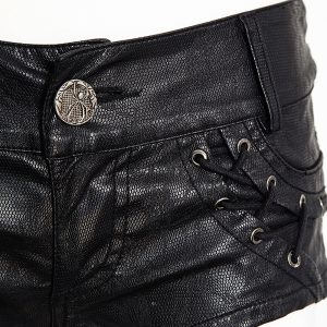 PUNK RAVE Mini Short ‘Doll’ En Simili Cuir Noir l'unique style 40