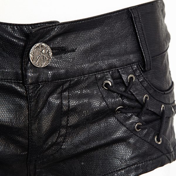 PUNK RAVE Mini Short ‘Doll’ En Simili Cuir Noir l'unique style 13