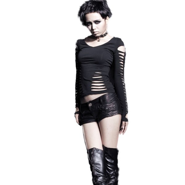 PUNK RAVE Mini Short ‘Doll’ En Simili Cuir Noir l'unique style 5