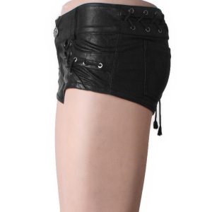 PUNK RAVE Mini Short ‘Doll’ En Simili Cuir Noir l'unique style 34