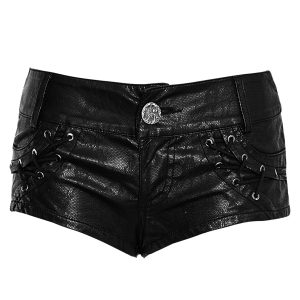 PUNK RAVE Mini Short ‘Doll’ En Simili Cuir Noir l'unique style 36