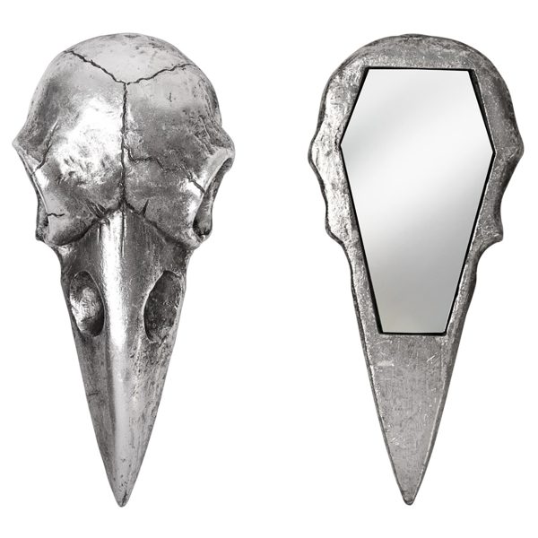 Authenticité garantie The Vault By Alchemy Miroir Compact ‘Raven Skull’ Argent Antique 4