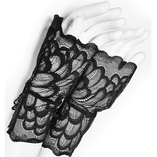 PUNK RAVE Mitaines Gothiques ‘Black Rose’ En Dentelle Noire achat pas cher 7