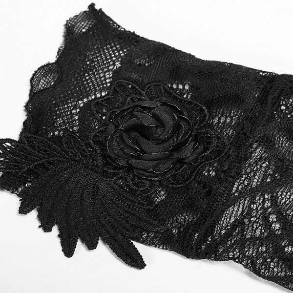 PUNK RAVE Mitaines Gothiques ‘Black Rose’ En Dentelle Noire achat pas cher 8