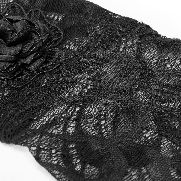 PUNK RAVE Mitaines Gothiques ‘Black Rose’ En Dentelle Noire achat pas cher 9