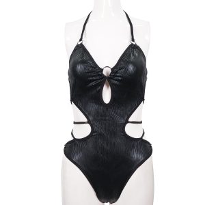 Prestation Et Rapide DEVIL FASHION Monokini ‘Punk Wave’ Noir 29