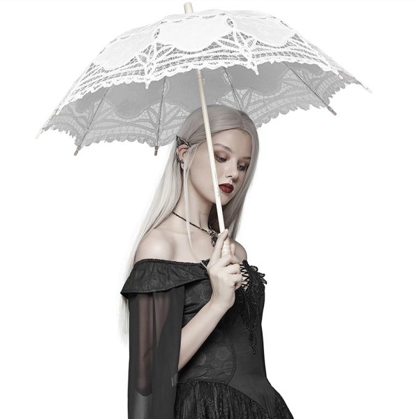 magasin pour PUNK RAVE Ombrelle Gothic Lolita ‘White Fairy’ Blanche 3