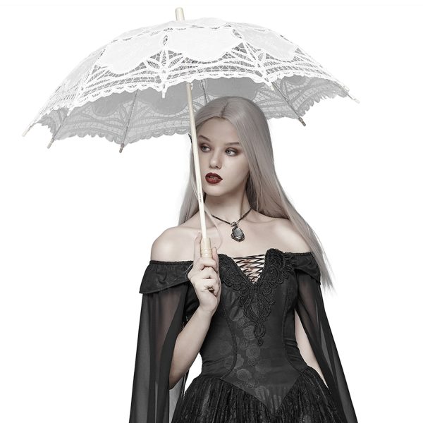 magasin pour PUNK RAVE Ombrelle Gothic Lolita ‘White Fairy’ Blanche 4