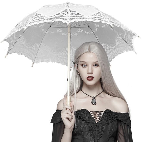magasin pour PUNK RAVE Ombrelle Gothic Lolita ‘White Fairy’ Blanche 5
